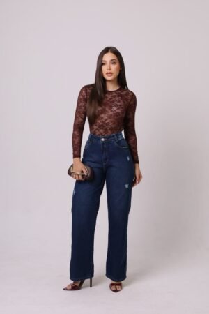 Calça wide leg com Destoyd